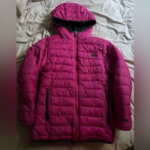 HK Puffer Jacket. Color: Hot pink